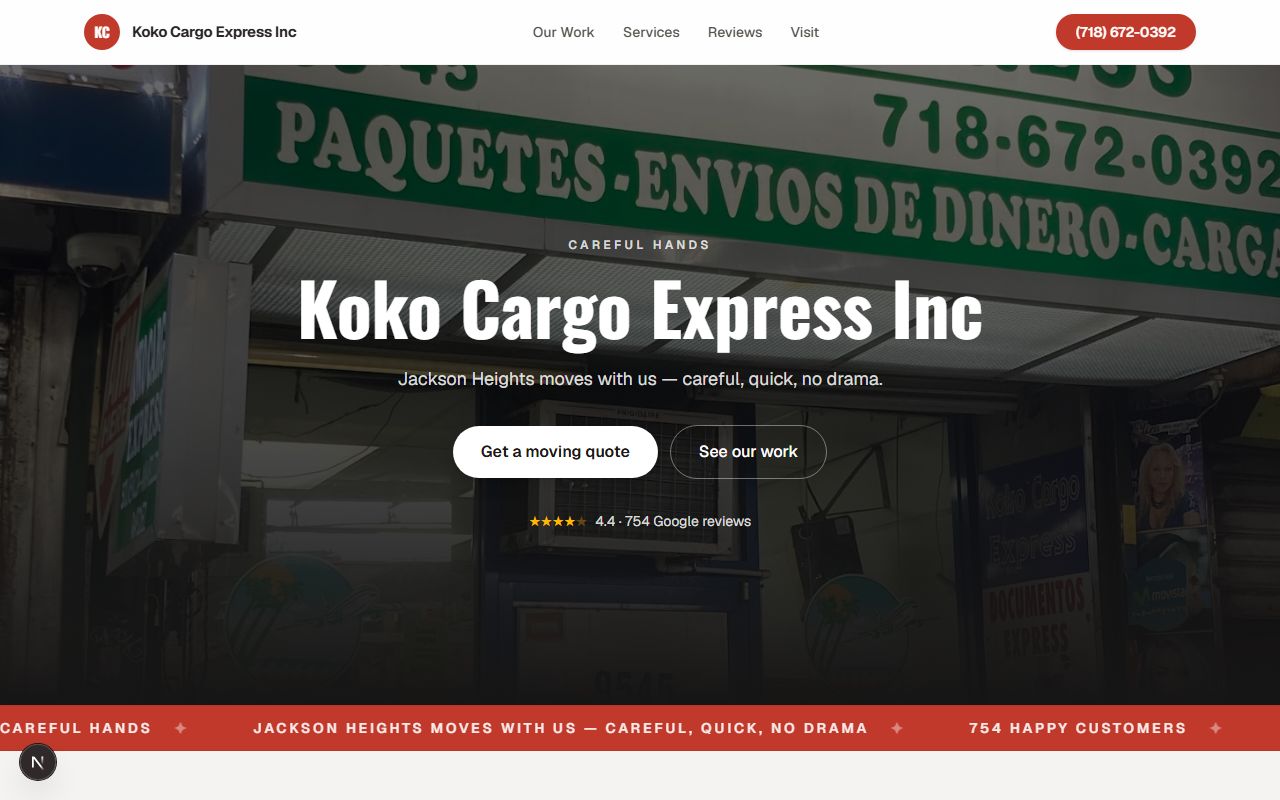 A cargo website we built