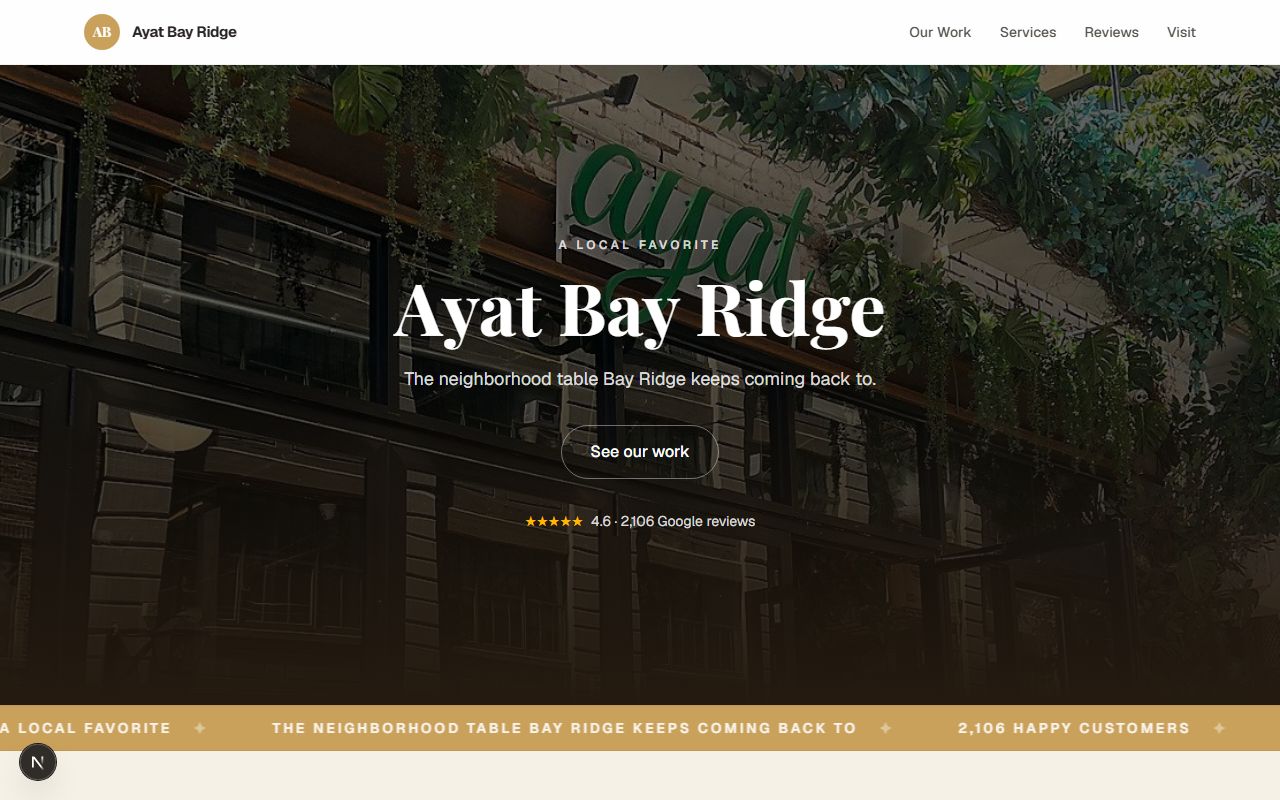 A restaurant website we built