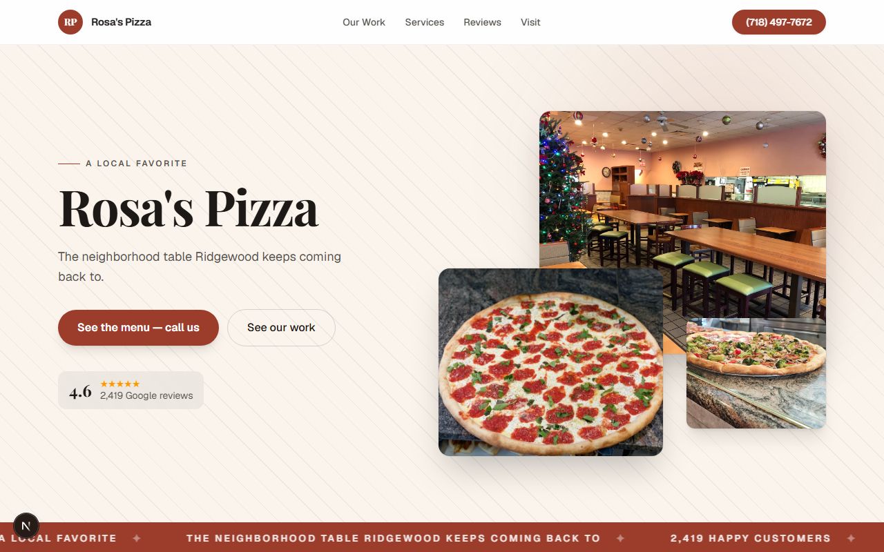 A pizzeria website we built