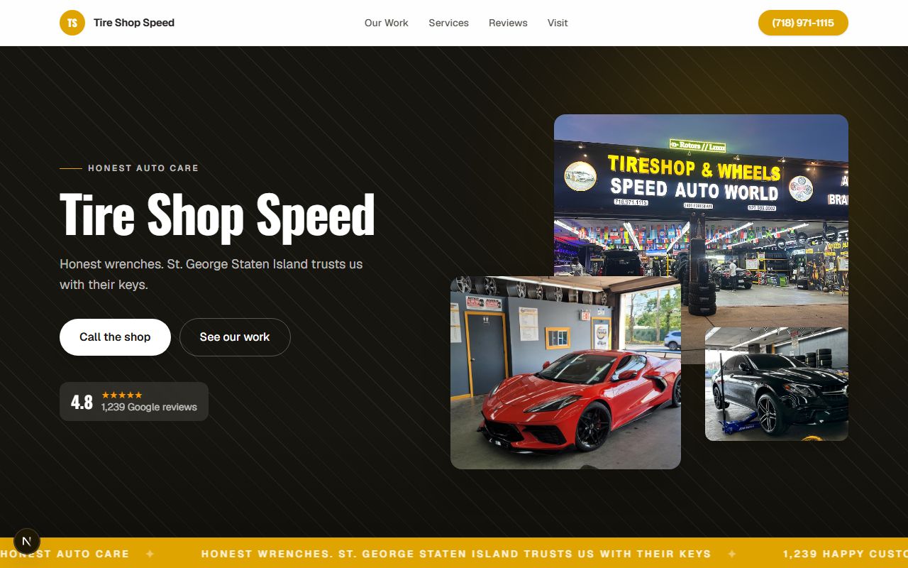 A tire shop website we built