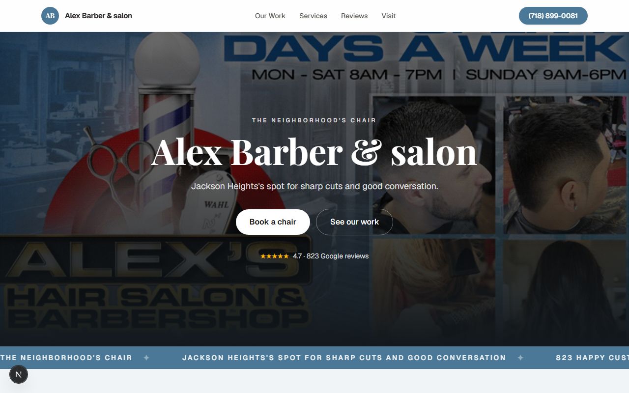 A barber website we built